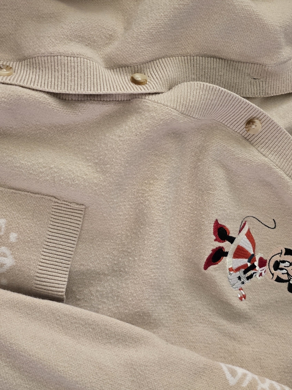 Beige Minnie Mouse Holiday Cardigan - Picture 2 of 5